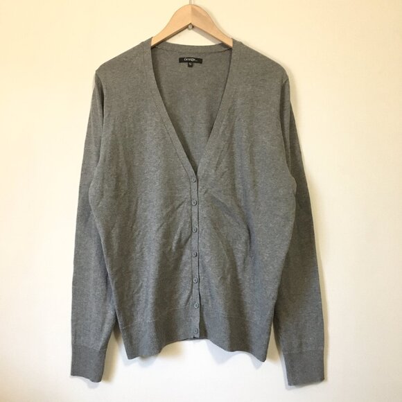 Grey Button Down 100% Cotton Grandpa Cardigan - Picture 1 of 15